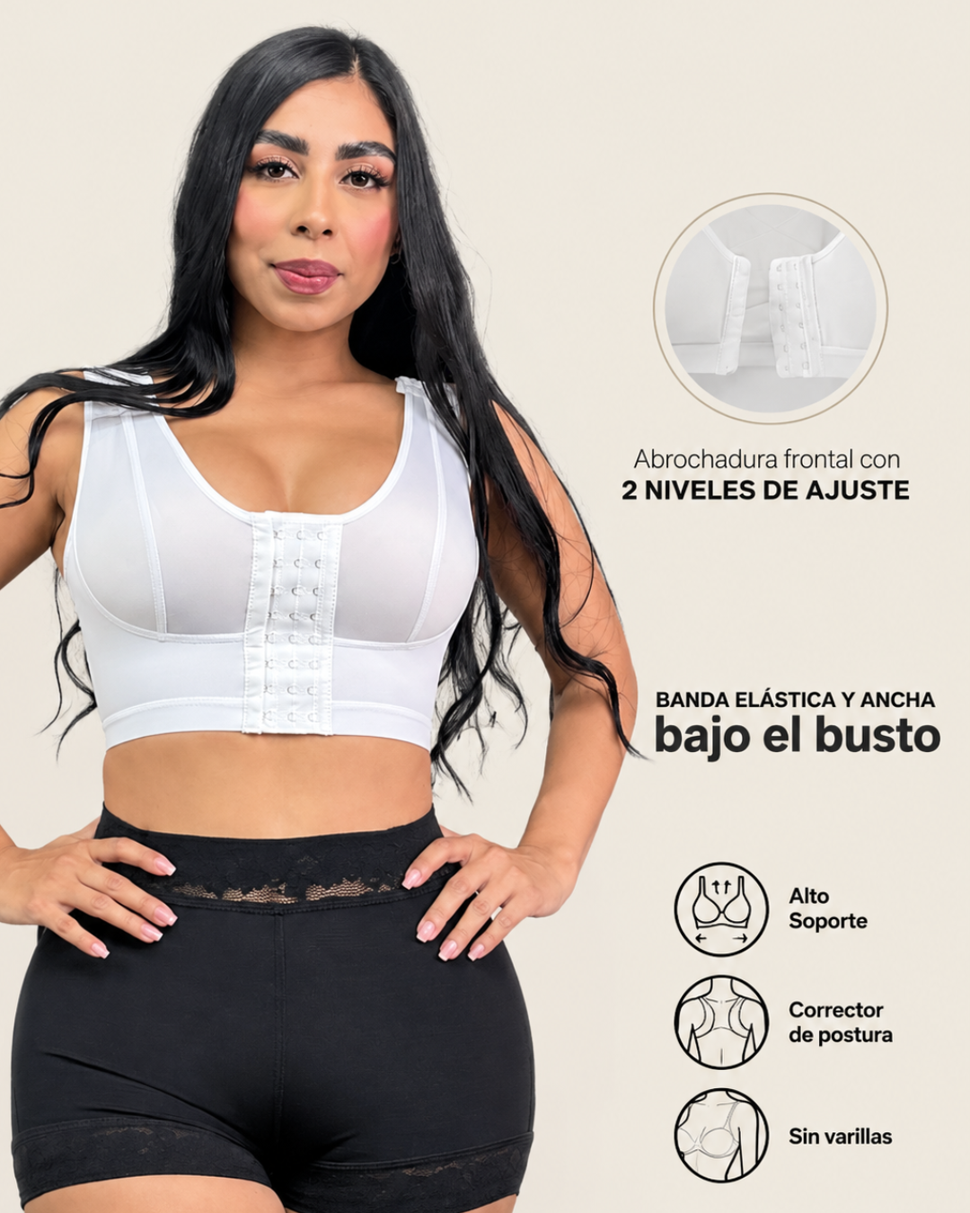 Sostén facilitador de postura con control de volumen del busto Multi/Functional